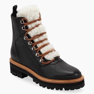 Marc Fisher Black Leather Boots with Brown Laces